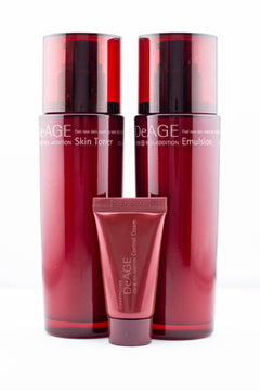 DeAGE Anti-Aging Skincare Set for Firmness & Radiance – deage red addition kit skin toner control cream emulsion 217